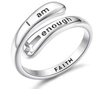 FIASASO Rings for Women 925 Sterling Silver Adjustable Faith Christian Cross - Encouragement Statement Jewelry, Dainty & Elegant Designs, Comfortable Fit, Versatile Everyday Wear, Sizes 6-9