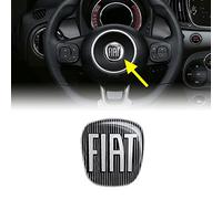 Fiat 3D Sticker Replacement Black Logo for Steering Wheel 500, Size: 40 x 43 mm, Pack of 1, Polyurethane, Made in Italy