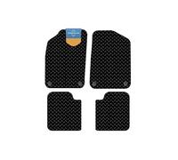 Fiat 500 2012 onwards Tailored Car Floor Mats - 3mm Black Rubber, Anti-Slip, Waterproof, OEM Clips, UK-Made with Black Cloth-Bound Edge - Prestige Mats