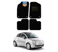Fiat 500 2012 onwards Tailored Car Floor Mats - Black Carpet + PVC Heel Pad, Anti-Slip, OEM Clips, UK-Made with Black Cloth-Bound Edge - Prestige Mats