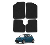 Fiat 500 (2013-2022) Car Mats Accessories Tailored Fit Tufted-Pile Premium Carpet Black Trim non-Slip Floor Mats Full Coverage Compatible Accessory Full Front & Rear Set Hand-Finished