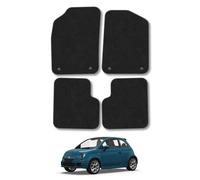 Fiat 500 (2013+) Car Mats Accessories Tailored Fit Carpet Floor Mats Non Slip Grey Trim Accessory Compatible Front Rear Set Anti Slip Full Coverage Granulated Backing Hand-Finished Clips