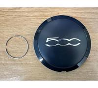 Fiat 500 Black/Chrome Wheel Centre Hub Cap, Includes Securing Clip