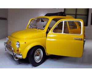 Fiat 500 Lusso 1968 Yellow L Burago 1:24 LGB G Detailed Diecast Scale Model Car