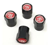 FIAT Black Red Wheel Tyre Valve Dust Caps Covers Set x4 Chrome Metal Grand Punto 500 Doblo 124 Bravo Panda Evo Multipla