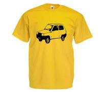 Fiat Panda Mens T Shirt Medium Yellow