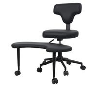 Fiauli Cross Legged Office Chair, Meditation Cross Legged Office Chair with Wheels, Ergonomic Kneeling Chairs Criss Cros Desk Chairs with Lumbar Support and Adjustable Stool Black