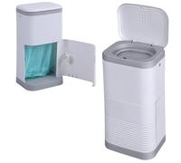 Fiauli Hands-Free Diaper Pail 12L Nappy Bin with Double-Layer Odor-Lock Lid Ergonomic One-Hand Operation Garbage Can for Nursery Bedroom Bathroom Plastic Compact Waste Storage White