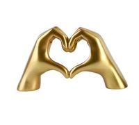 Fiauli Heart Hands Sculpture,Gold Heart-shaped Gesture Decoration,Small Resin Love Finger Sculpture Wedding Decoration,Modern Aesthetic Home Decor: for Living Room Bedroom Bookshelf Golden