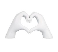 Fiauli Heart Hands Sculpture,Gold Heart-shaped Gesture Decoration,Small Resin Love Finger Sculpture Wedding Decoration,Modern Aesthetic Home Decor: for Living Room Bedroom Bookshelf White