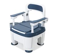 Fiauli Height-adjustable commode with 400 kg load capacity, mobile toilet for seniors and care, adjustable 40-52 cm, non-slip toilet stool for bed and shower, blue