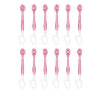 Fiauli Portable Toothbrush 12pcs Disposable Set with Toothpaste Floss Pick Tongue Scraper Travel Kit for Adults Mini Pre-Pasted Soft Bristle Toothbrushes Peach
