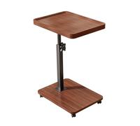 Fiauli Side Table Living Room,C Shaped End Table, Adjustable Height Side Table for Couch, Night Stand with 2-Tier Storage Shelf, Casters, Rotatable Desktop Side Table for Living Room and Bedroom Brown