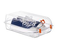 Fiauli Stackable Shoe Box Storage Clear Plastic Organizer with Ventilation Holes Dust-proof Space-saving Design for Home Use Durable Breathable Orange L