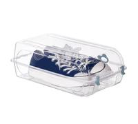 Fiauli Stackable Shoe Box Storage Clear Plastic Organizer with Ventilation Holes Dust-proof Space-saving Design for Home Use Durable Breathable Blue M