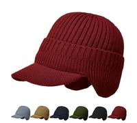 FiavUs Warm Ear Protection Knitted Hat,Outdoor Riding Elastic Warm Ear Protection Knitted Hat,Thickening Knit Hat (red)