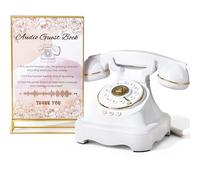 FiayaCom Audio Guest Book Wedding Phone with One-Touch Playback & Adjustable Volume for Wedding, Anniversary, Birthday Parties, Baby Shower(White S)