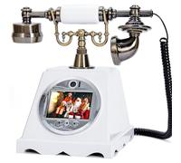 FiayaCom Video Guest Book Wedding Telephone Landline (Art Deco, Retro White)