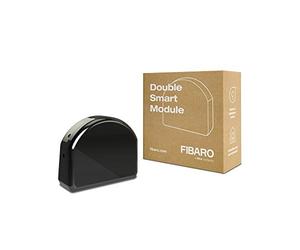 FIBARO Double Smart Module/Z-Wave Plus Two Channel Dry Contact Smart Switch for Two Devices, FGS-224, Black