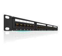 FIBAsource 24 Port Cat6 Network Patch Panel - 10G Support, 19” 1U Rack Mount/Wall Mount, UTP Ethernet Punch Down Block, Compatible with Cat6, Cat5e & Cat5 Cabling