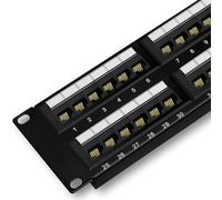 FIBAsource 48 Port Cat6 Network Patch Panel - 10G Support, 19” 2U Rack Mount/Wall Mount, UTP Ethernet Punch Down Block, Compatible with Cat6, Cat5e & Cat5 Cabling
