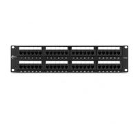 FIBAsource 48 Port Cat6 Patch Panel, 19 Inch 2U Rack Mount, RJ45 UTP Ethernet Network Panel with IDC Punch-Down Terminals and Rear Cable Supports