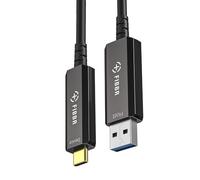 FIBBR Fiber Optic USB A to USB C Cable 5M, 10Gbps Long Distance Data Transfer USB 3.2 AOC for VR/AR, Webcam, Camera, Laptop, Mini PC, Printer and More