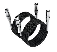 FIBBR XLR Cable 3m-2 Pack, Microphone Cable Nylon Braided XLR Male to Female Heavy Duty Balanced Microphone Cord Compatible with Preamps/Speaker Systems and More