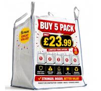 FIBC Bulk Bags 1000kg Woven Polypropylene with Lifting Loops 5-Pack | Sand & Aggregate Use, Water-Resistant, Forklift Compatible, Reusable, Construction & Landscaping