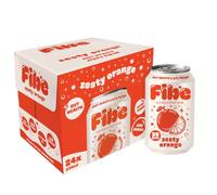 FIBE Soda | Rich in Beneficial Live Cultures | Boosts Immune System | Low Calories | Vitamin B&C | Vegan & Gluten Free | Recyclable & Sustainable (Zesty Orange - 24x330ml)