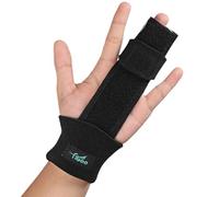 fibee Trigger Finger Splint, Adjustable Two Finger Splint Full Hand and Wrist Brace Support, Metal Straightening Immobilizer Treatment for Sprains, Mallet Injury, Arthritis(S/M)