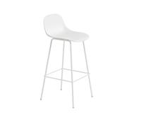 Fiber Bar Stool w. Tube Base And Backrest White H97.5 cm