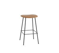 Fiber Bar Stool w. Tube Base Leather Padded Cognac/Black H76 cm
