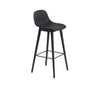 Fiber Bar Stool w.Wood Base And Backrest Black/ Black H97.5 cm