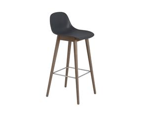 Fiber Bar Stool w. Wood Base And Backrest Black/ Dark Brown H97.5 cm