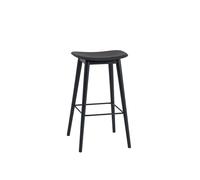 Fiber Bar Stool w. Wood Base Black/ Black H76 cm