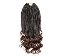 Fiber Crochet Hair With Three Braids Wrapped Around The Tail Box Braids Curly Ends Horsetail Wig High Frequency Hair Wand (Brown, One Size)
