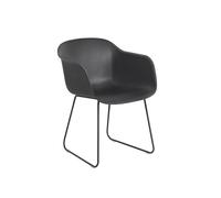 Fiber Dining Chair w. Armrests and Sled Base Black