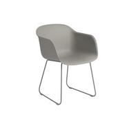Fiber Dining Chair w. Armrests and Sled Base Gray