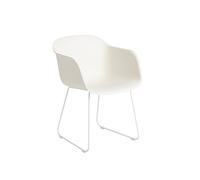 Fiber Dining Chair w. Armrests and Sled Base White