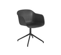 Fiber Dining Chair w. Armrests and Swivel Base Black