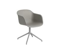 Fiber Dining Chair w. Armrests and Swivel Base Gray
