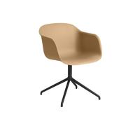 Fiber Dining Chair w. Armrests and Swivel Base Ocher/Black