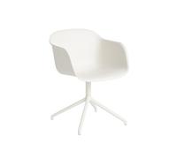 Fiber Dining Chair w. Armrests and Swivel Base White