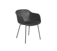 Fiber Dining Chair w. Armrests and Tube Base Black