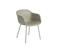 Fiber Dining Chair w. Armrests and Tube Base Dusty Green