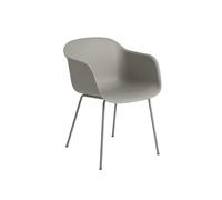 Fiber Dining Chair w. Armrests and Tube Base Gray
