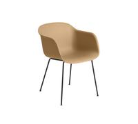 Fiber Dining Chair w. Armrests and Tube Base Ocher/Black