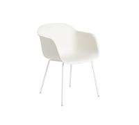 Fiber Dining Chair w. Armrests and Tube Base White