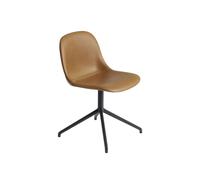 Fiber Dining Chair w. Swivel Base Leather Upholstered Cognac/Black